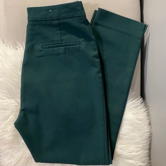 stradivarius Pants - Stradivarius Dark Green High Rise Dress Pants